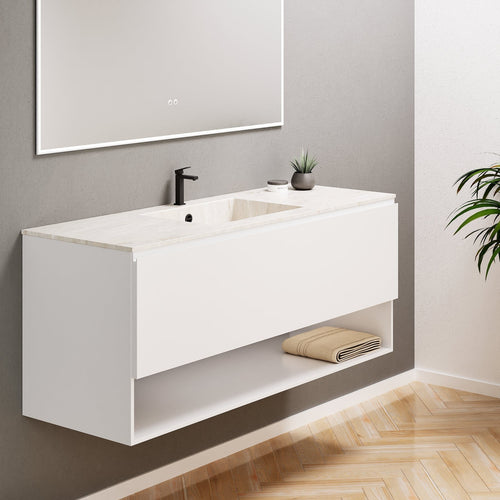 ALBA - Corian® basin unit & 1 Drawer vanity unit 1 Bottom Shelf - Rovalux