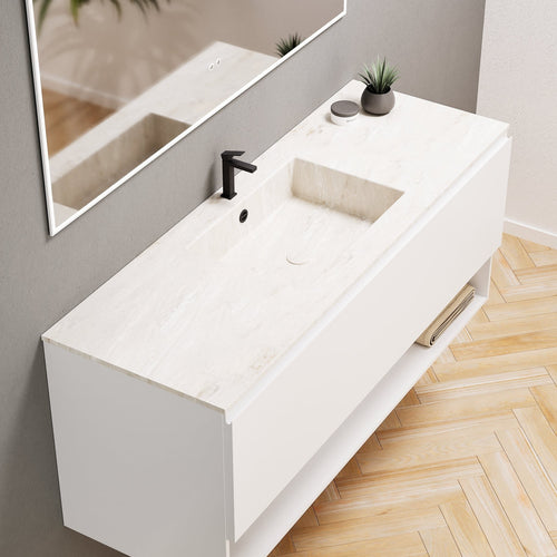 ALBA - Corian® basin unit & 1 Drawer vanity unit 1 Bottom Shelf - Rovalux