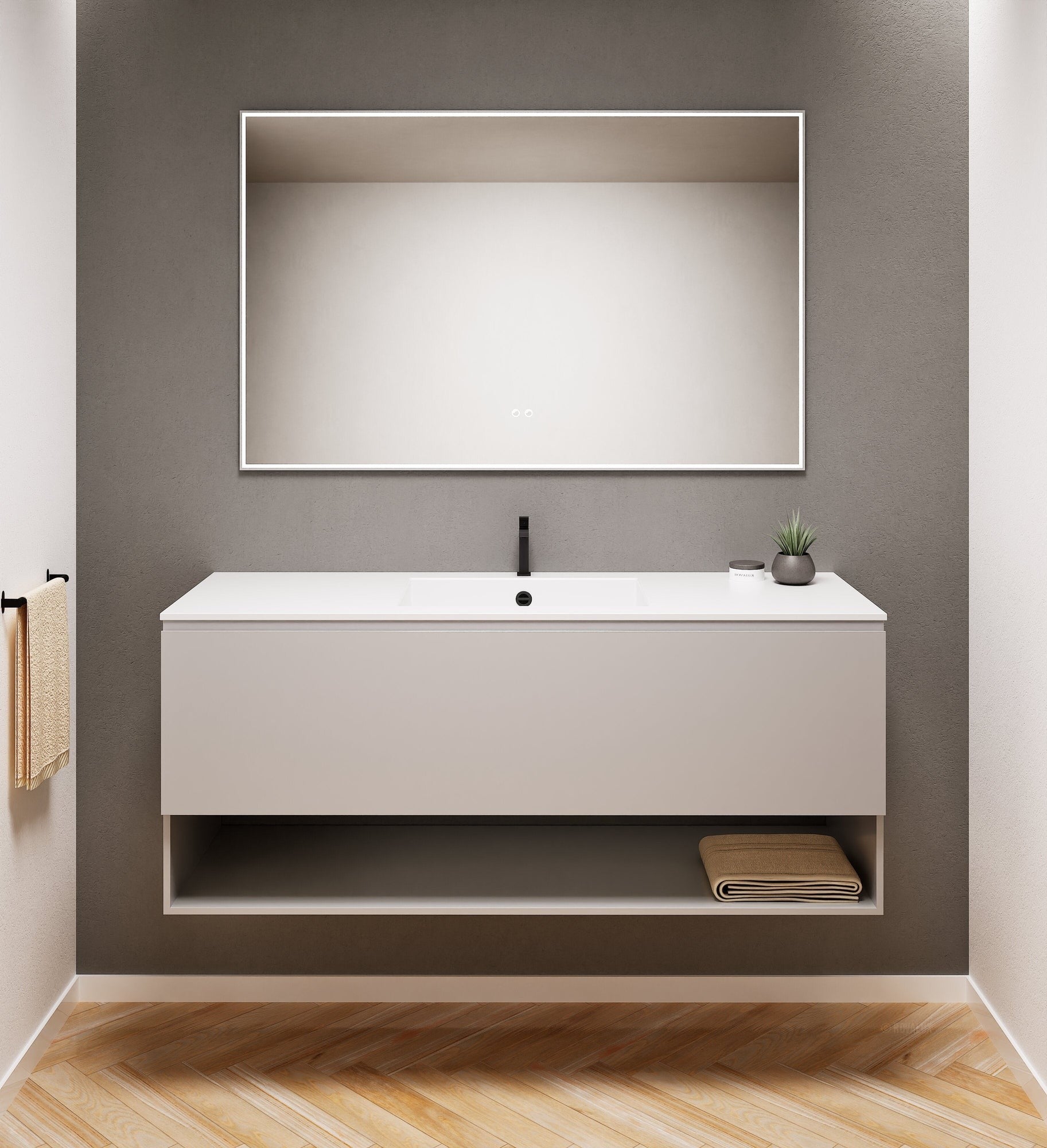 ALBA - Corian® basin unit & 1 Drawer vanity unit 1 Bottom Shelf - Rovalux