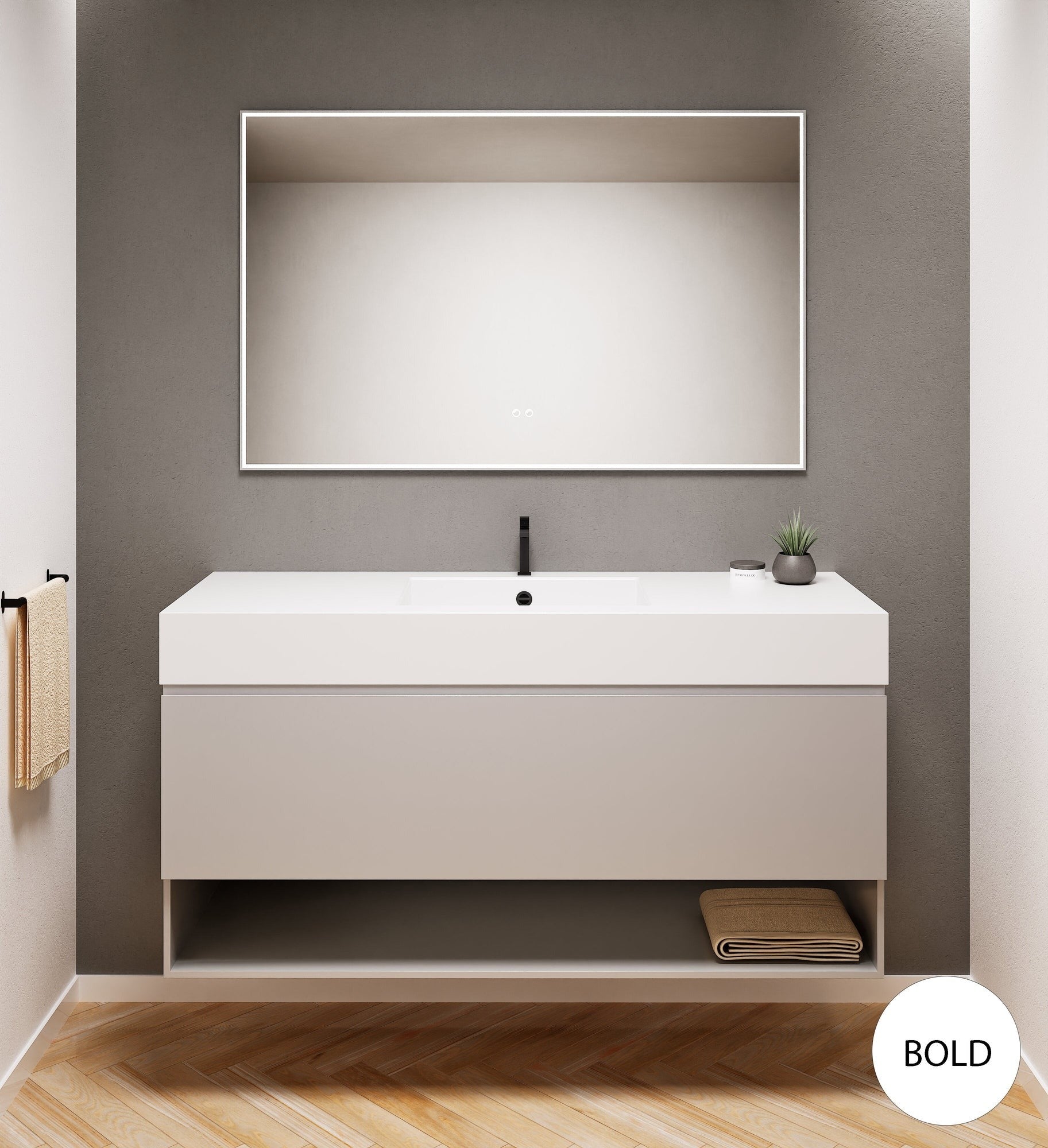 ALBA - Corian® basin unit & 1 Drawer vanity unit 1 Bottom Shelf - Rovalux