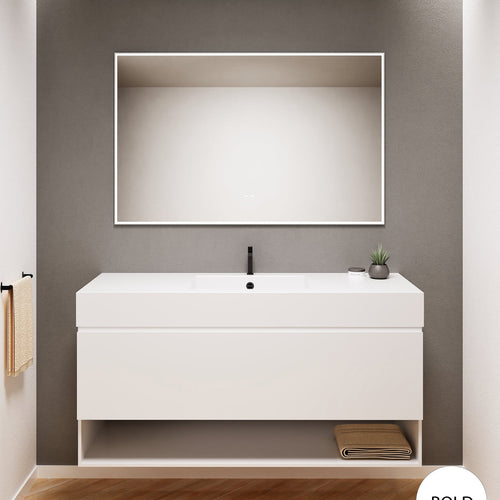 ALBA - Corian® basin unit & 1 Drawer vanity unit 1 Bottom Shelf - Rovalux