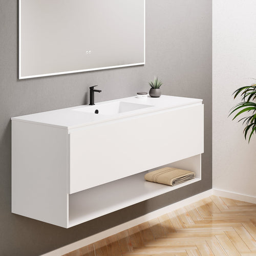 ALBA - Corian® basin unit & 1 Drawer vanity unit 1 Bottom Shelf - Rovalux