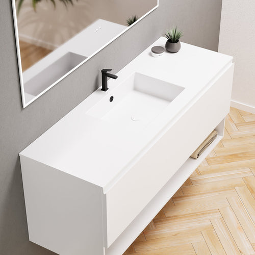 ALBA - Corian® basin unit & 1 Drawer vanity unit 1 Bottom Shelf - Rovalux