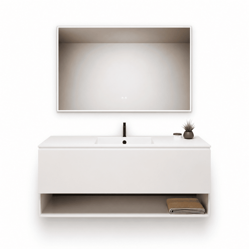ALBA - Corian® basin unit & 1 Drawer vanity unit 1 Bottom Shelf - ROVALUX