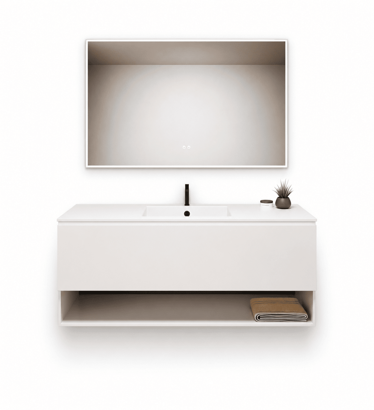 ALBA - Corian® basin unit & 1 Drawer vanity unit 1 Bottom Shelf - ROVALUX