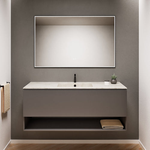 ALBA - Corian® basin unit & 1 Drawer vanity unit 1 Bottom Shelf - ROVALUX