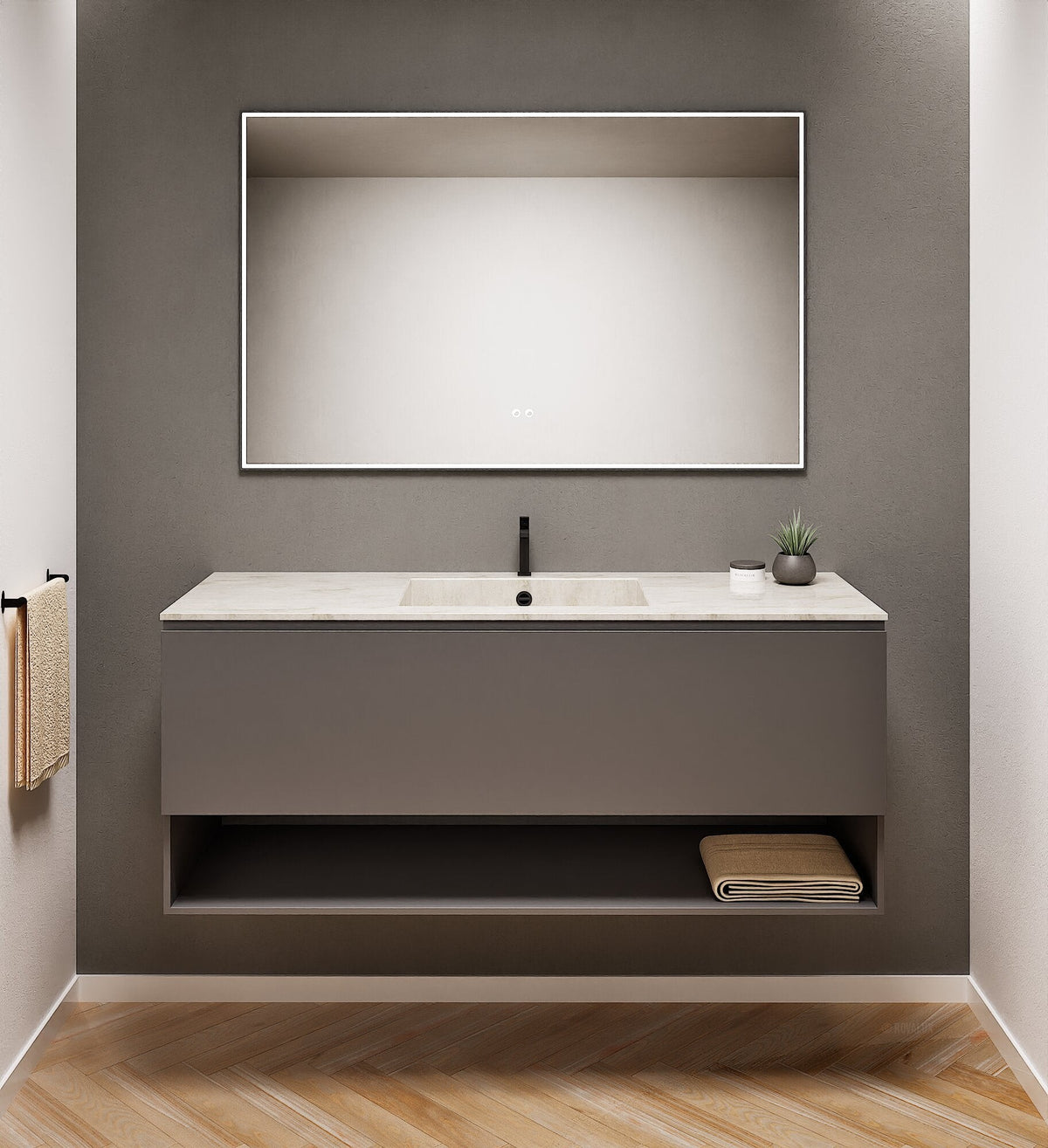 ALBA - Corian® basin unit & 1 Drawer vanity unit 1 Bottom Shelf - ROVALUX