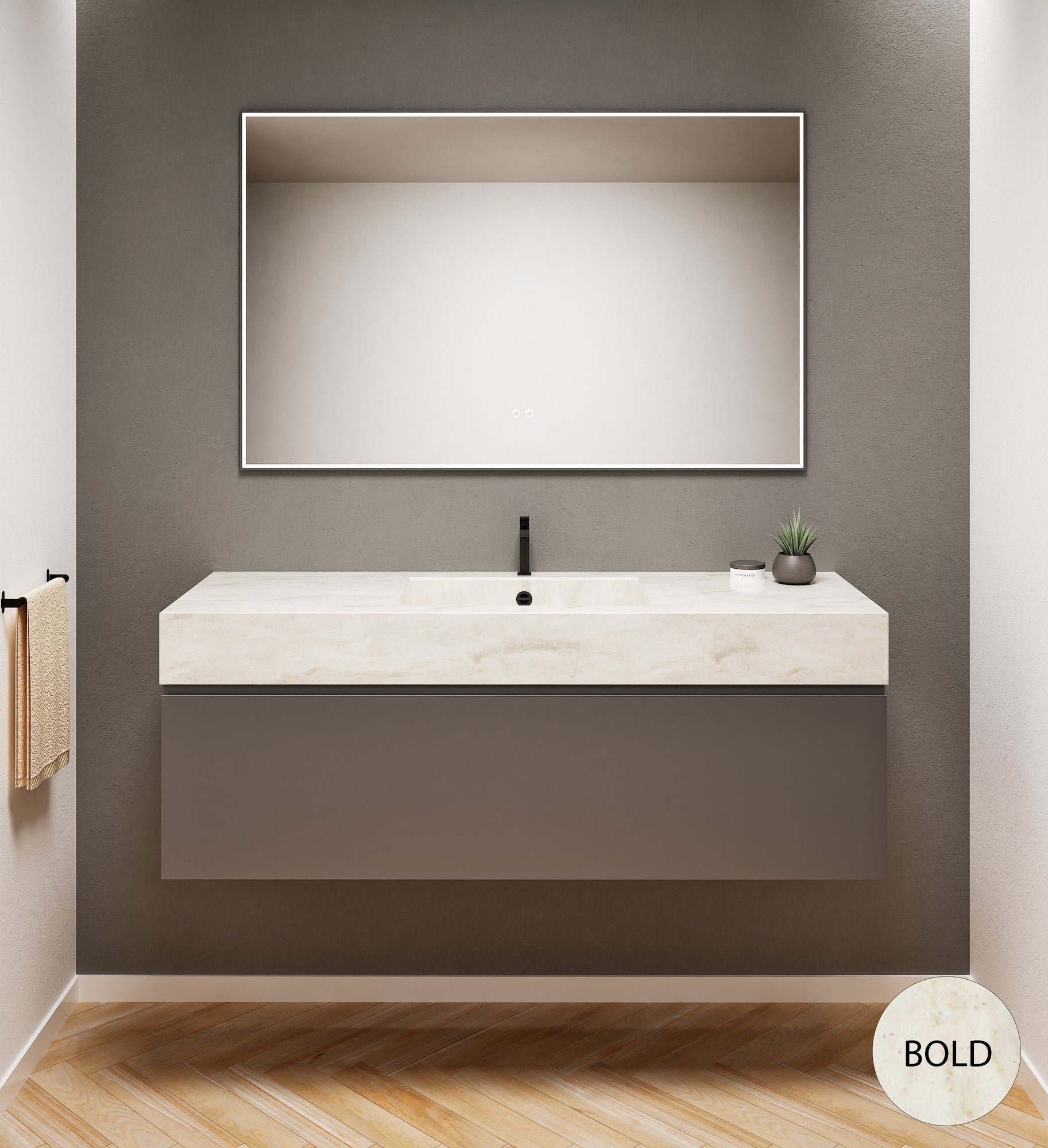 ALBA - Corian® basin unit & 1 Drawer vanity unit 1 Bottom Shelf - Rovalux