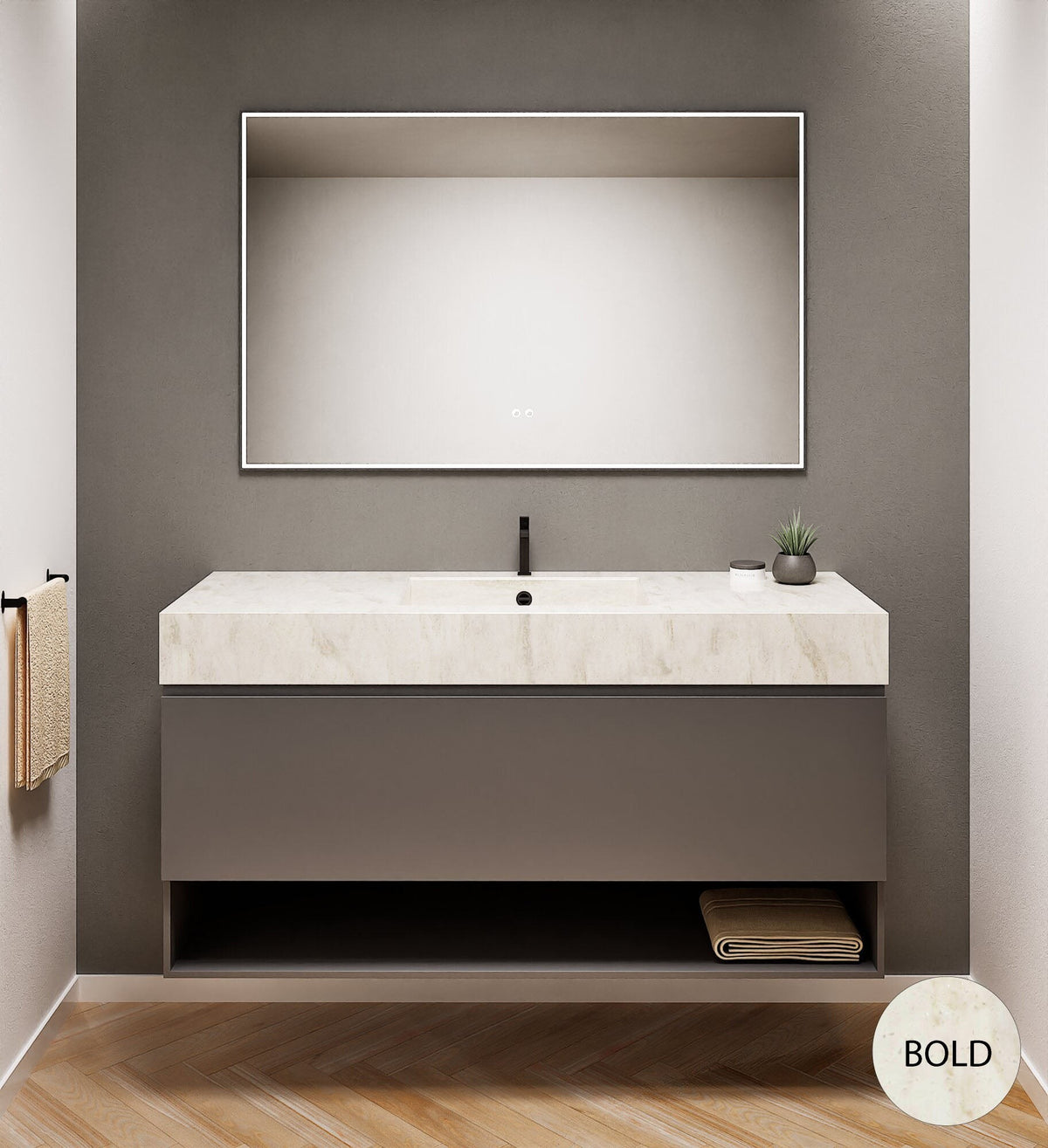 ALBA - Corian® basin unit & 1 Drawer vanity unit 1 Bottom Shelf - ROVALUX