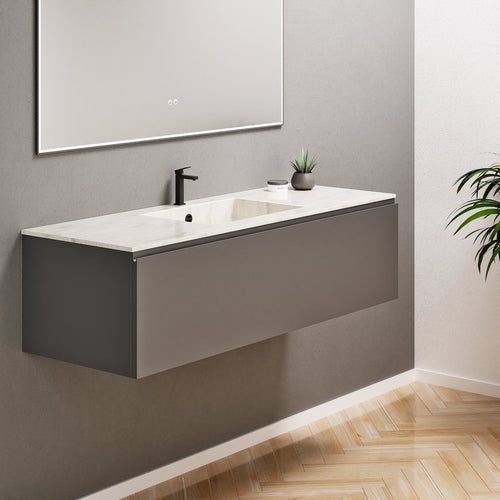 ALBA - Corian® basin unit & 1 Drawer vanity unit 1 Bottom Shelf - Rovalux