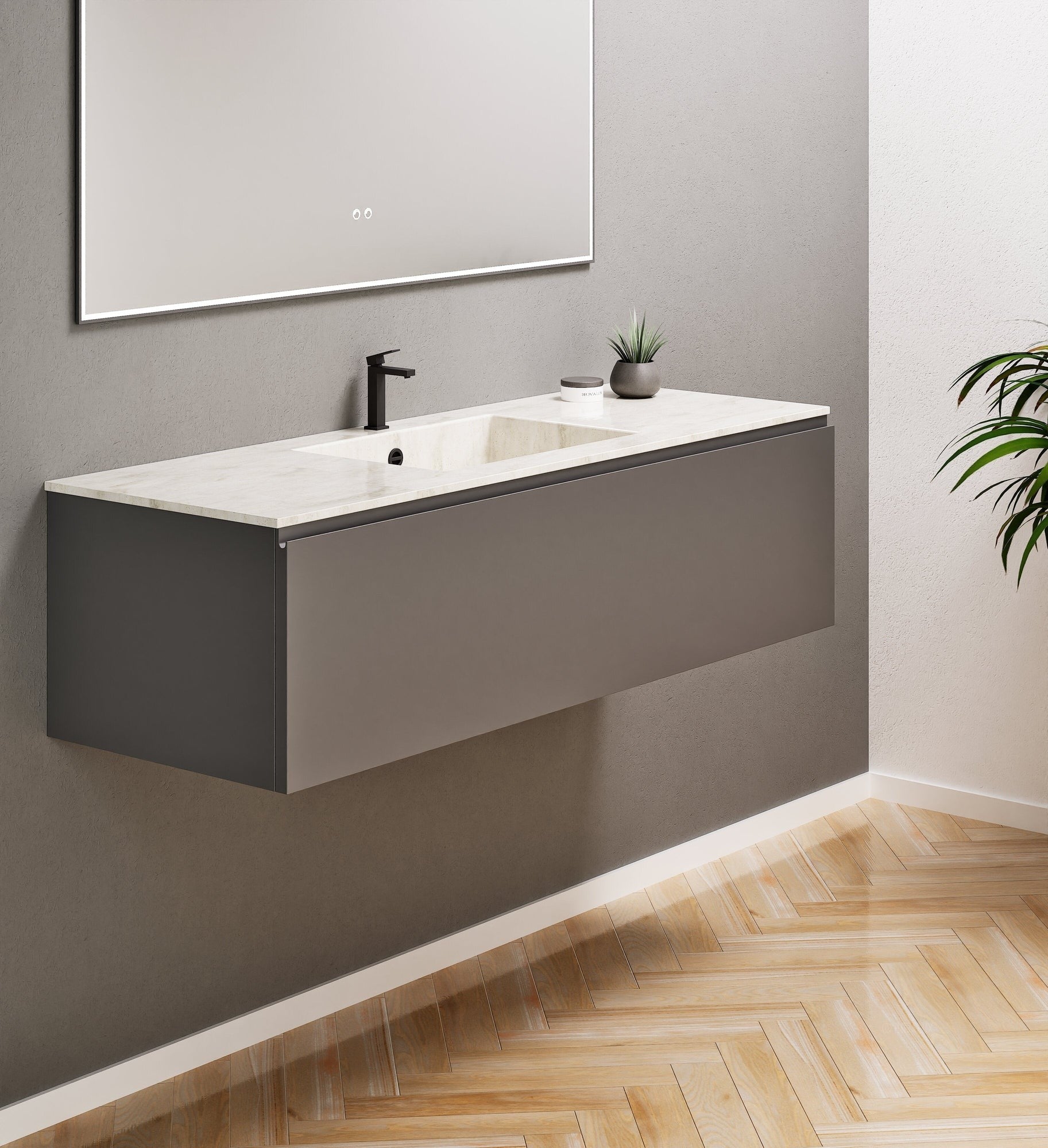 ALBA - Corian® basin unit & 1 Drawer vanity unit 1 Bottom Shelf - Rovalux