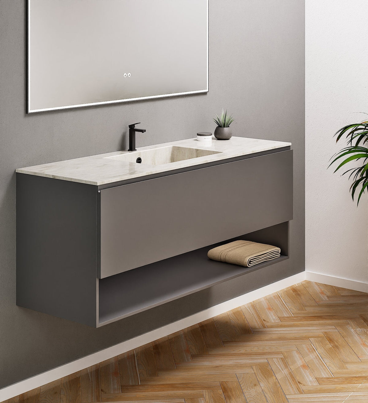 ALBA - Corian® basin unit & 1 Drawer vanity unit 1 Bottom Shelf - ROVALUX