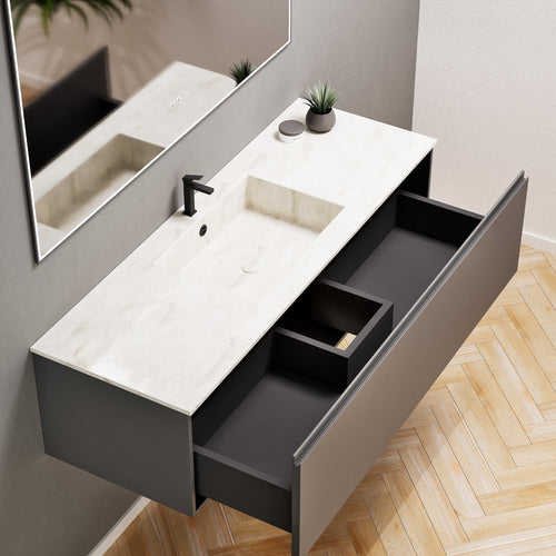 ALBA - Corian® basin unit & 1 Drawer vanity unit 1 Bottom Shelf - Rovalux