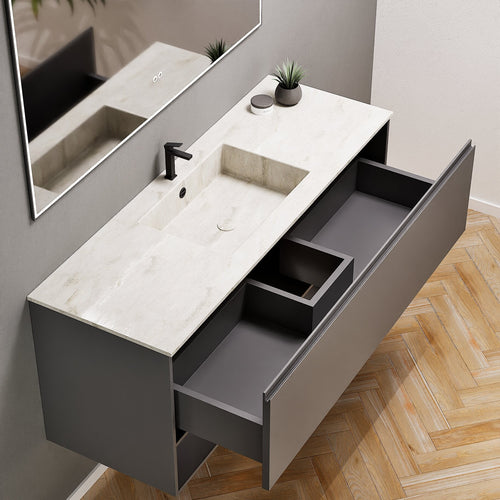 ALBA - Corian® basin unit & 1 Drawer vanity unit 1 Bottom Shelf - ROVALUX