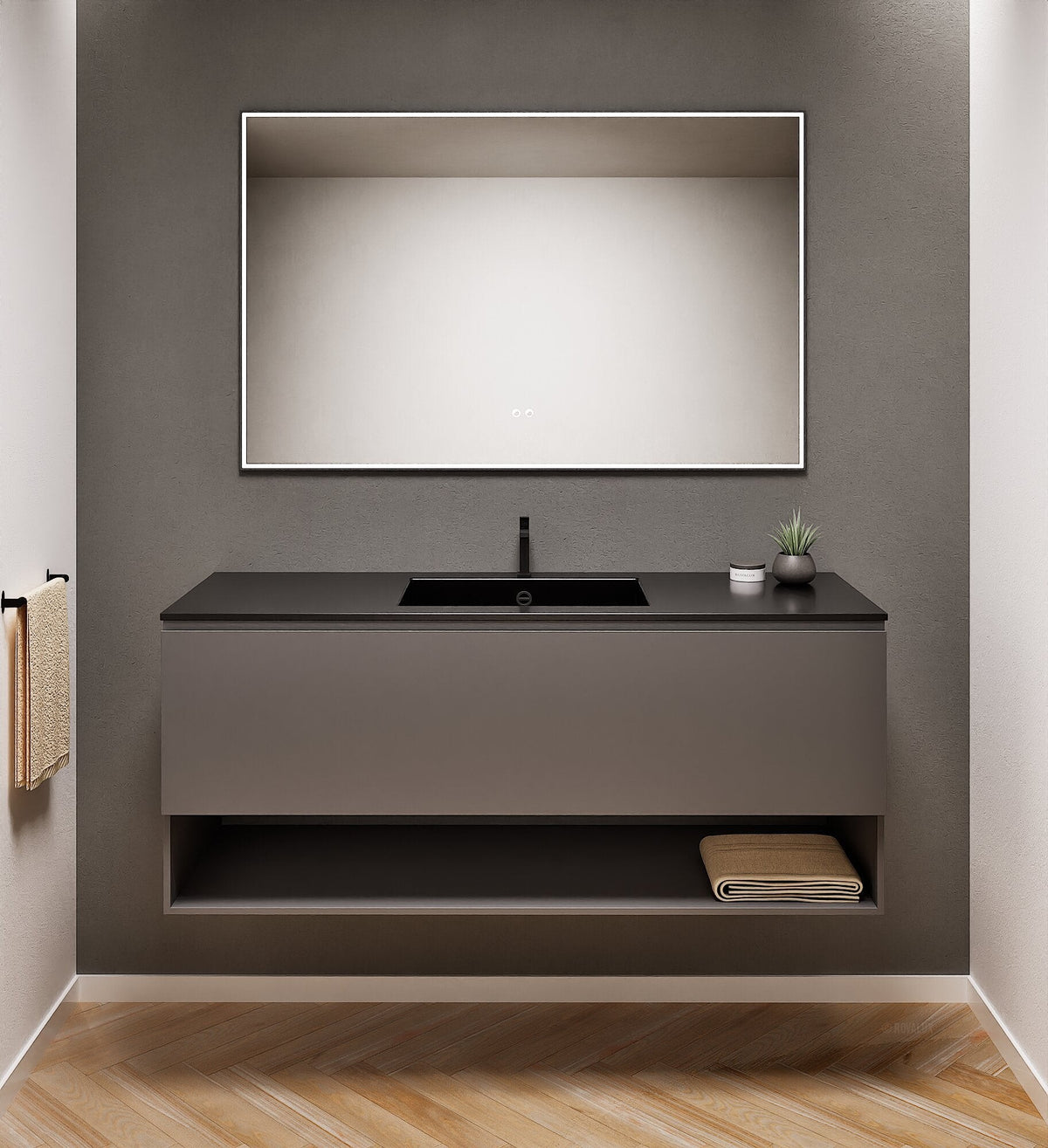 ALBA - Corian® basin unit & 1 Drawer vanity unit 1 Bottom Shelf - ROVALUX