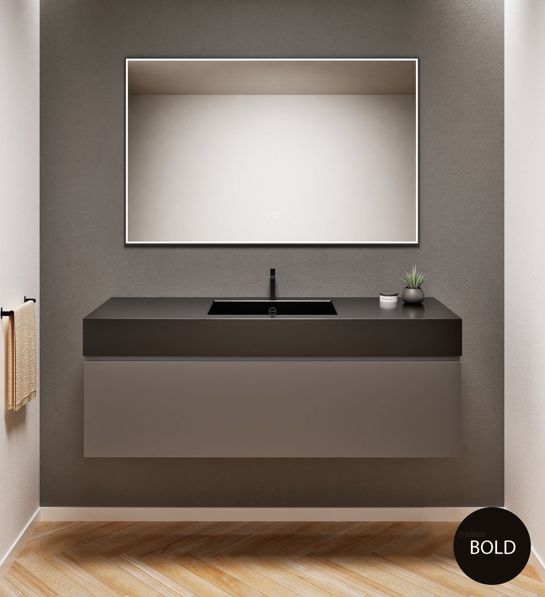 ALBA - Corian® basin unit & 1 Drawer vanity unit 1 Bottom Shelf - Rovalux