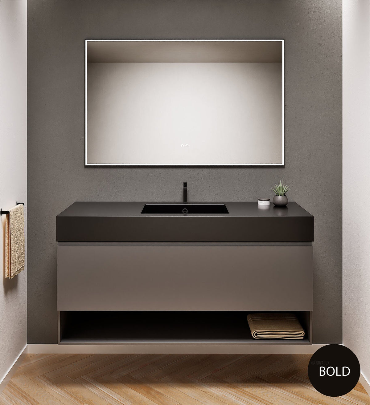 ALBA - Corian® basin unit & 1 Drawer vanity unit 1 Bottom Shelf - ROVALUX