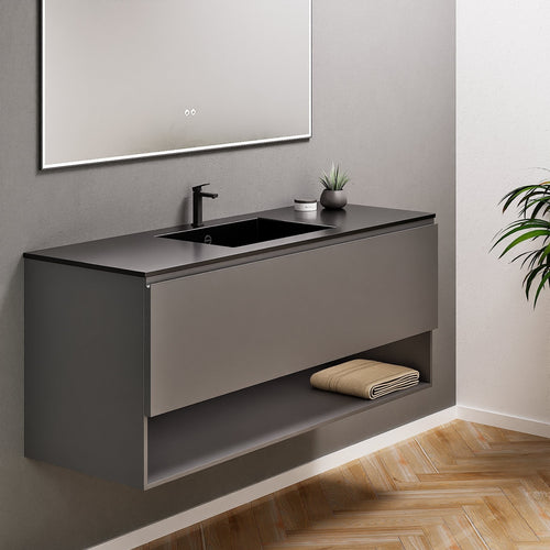 ALBA - Corian® basin unit & 1 Drawer vanity unit 1 Bottom Shelf - ROVALUX
