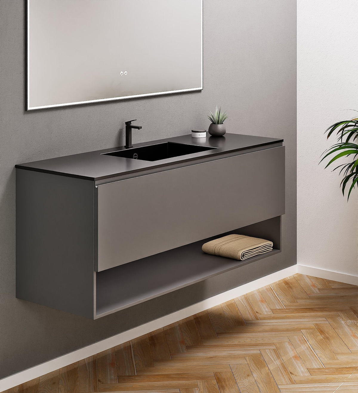 ALBA - Corian® basin unit & 1 Drawer vanity unit 1 Bottom Shelf - ROVALUX