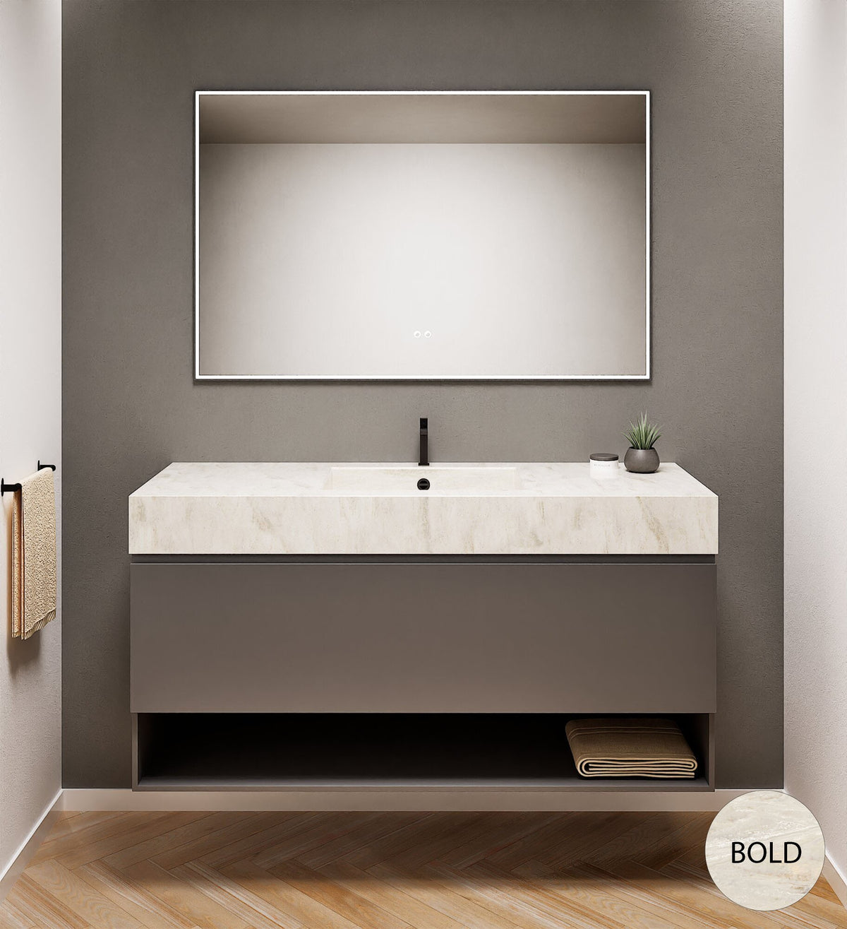 ALBA - Corian® basin unit & 1 Drawer vanity unit 1 Bottom Shelf - ROVALUX