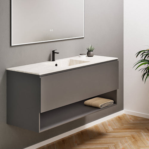 ALBA - Corian® basin unit & 1 Drawer vanity unit 1 Bottom Shelf - ROVALUX