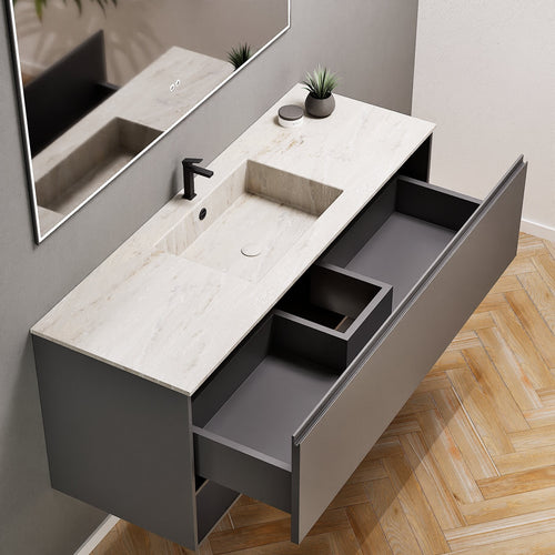 ALBA - Corian® basin unit & 1 Drawer vanity unit 1 Bottom Shelf - ROVALUX