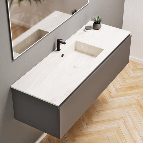 ALBA - Corian® basin unit & 1 Drawer vanity unit 1 Bottom Shelf - Rovalux