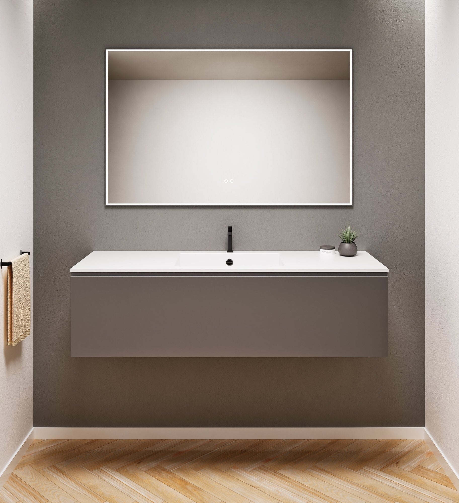 ALBA - Corian® basin unit & 1 Drawer vanity unit 1 Bottom Shelf - Rovalux