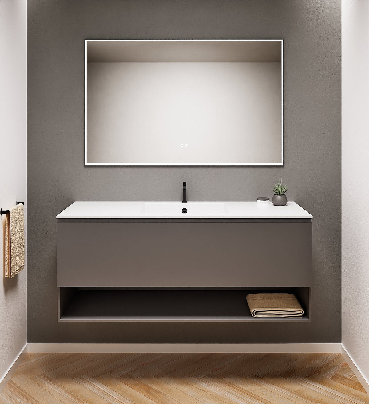 ALBA - Corian® basin unit & 1 Drawer vanity unit 1 Bottom Shelf - ROVALUX