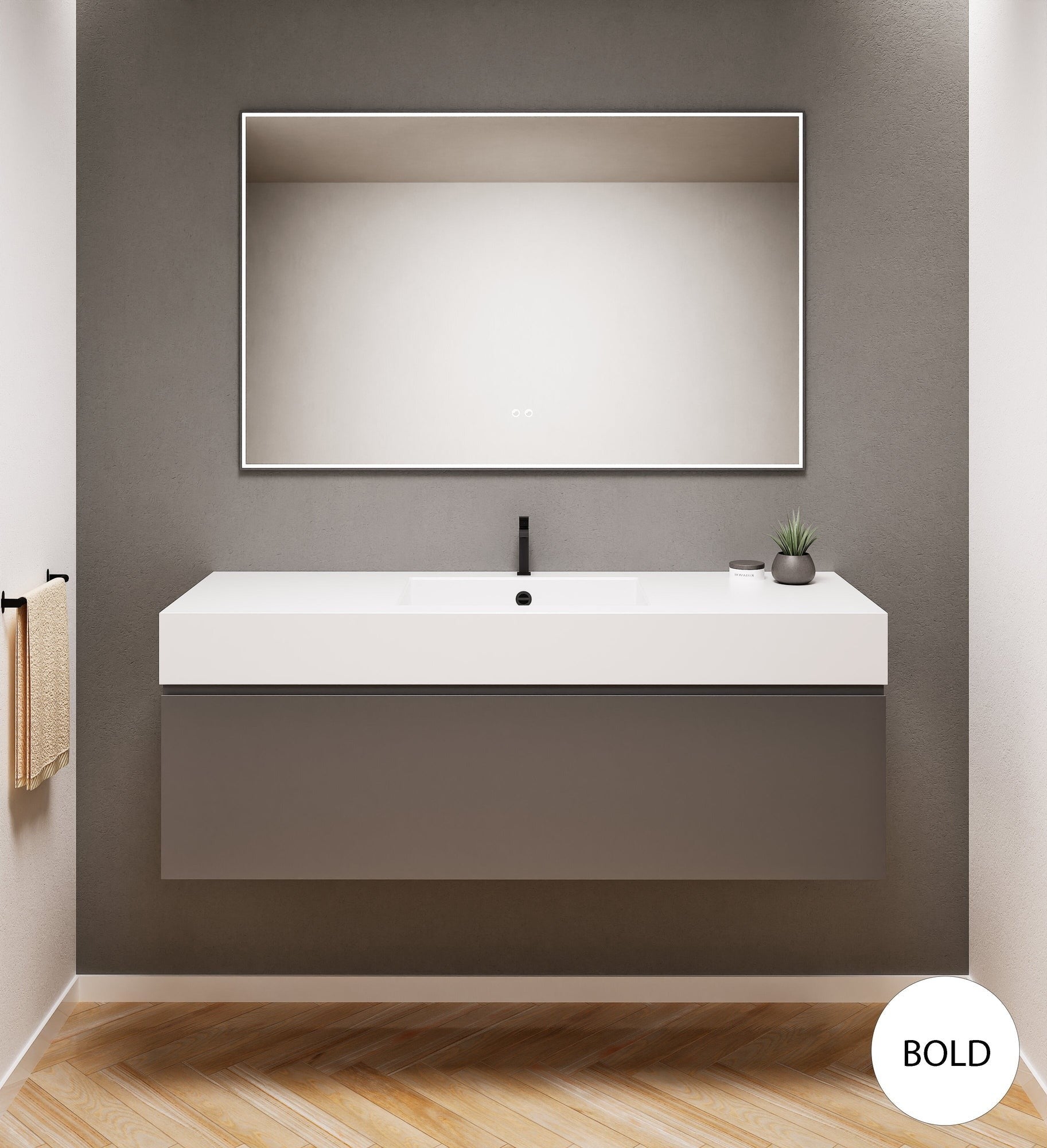 ALBA - Corian® basin unit & 1 Drawer vanity unit 1 Bottom Shelf - Rovalux