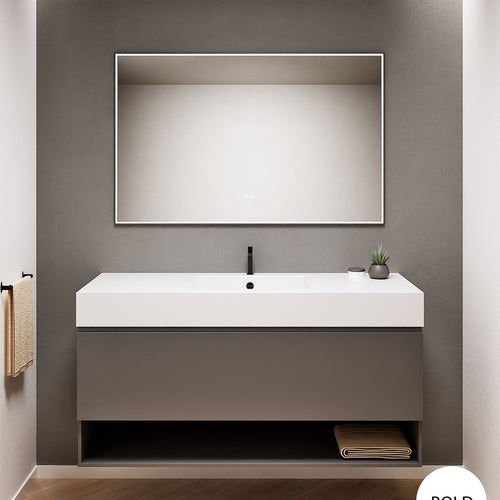 ALBA - Corian® basin unit & 1 Drawer vanity unit 1 Bottom Shelf - ROVALUX