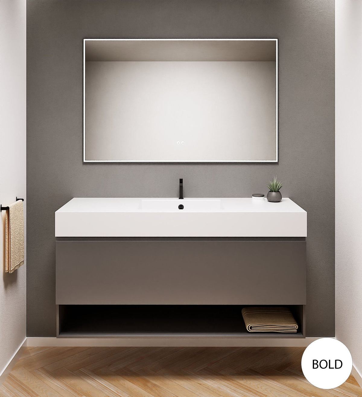 ALBA - Corian® basin unit & 1 Drawer vanity unit 1 Bottom Shelf - ROVALUX