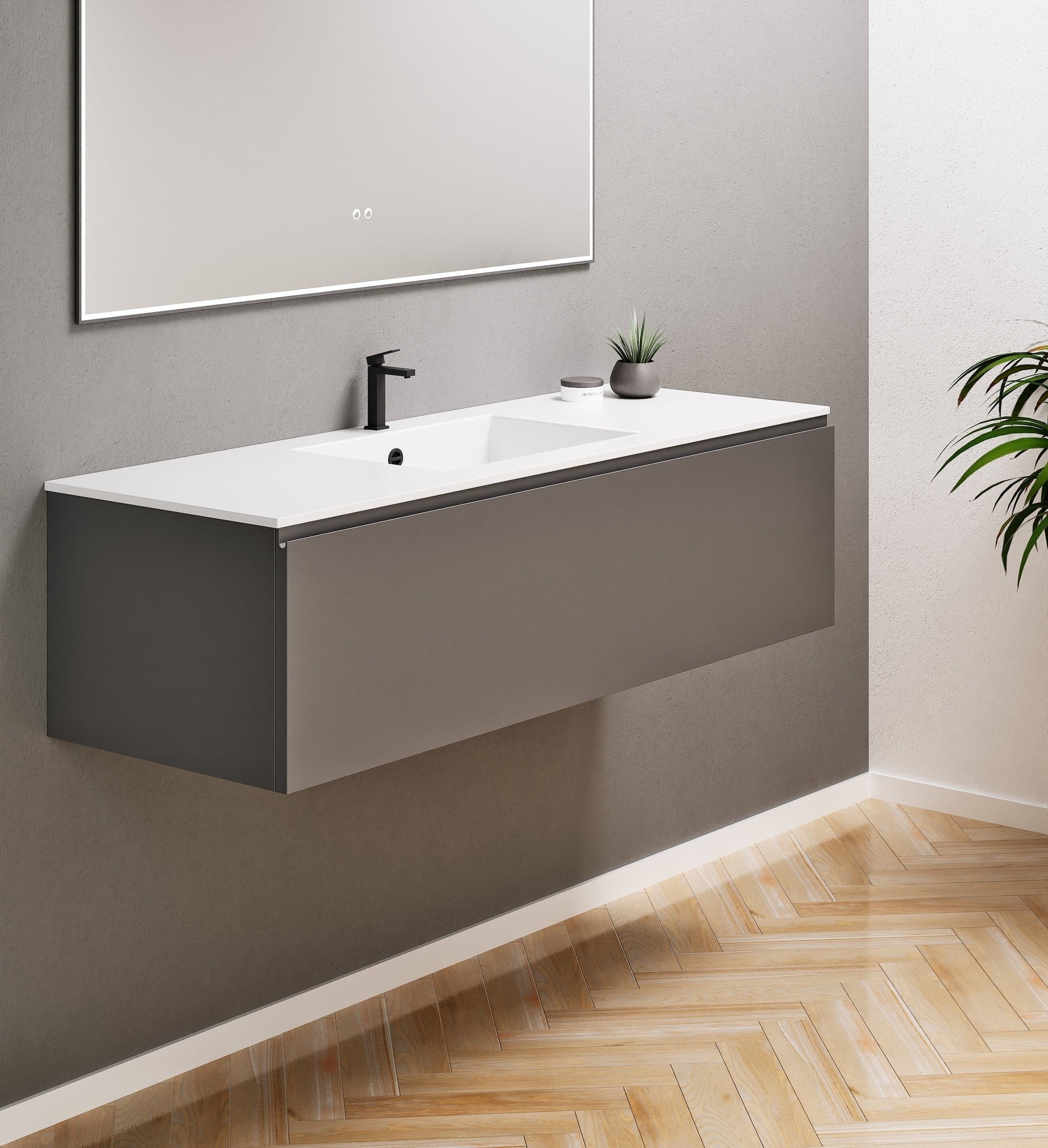 ALBA - Corian® basin unit & 1 Drawer vanity unit 1 Bottom Shelf - Rovalux