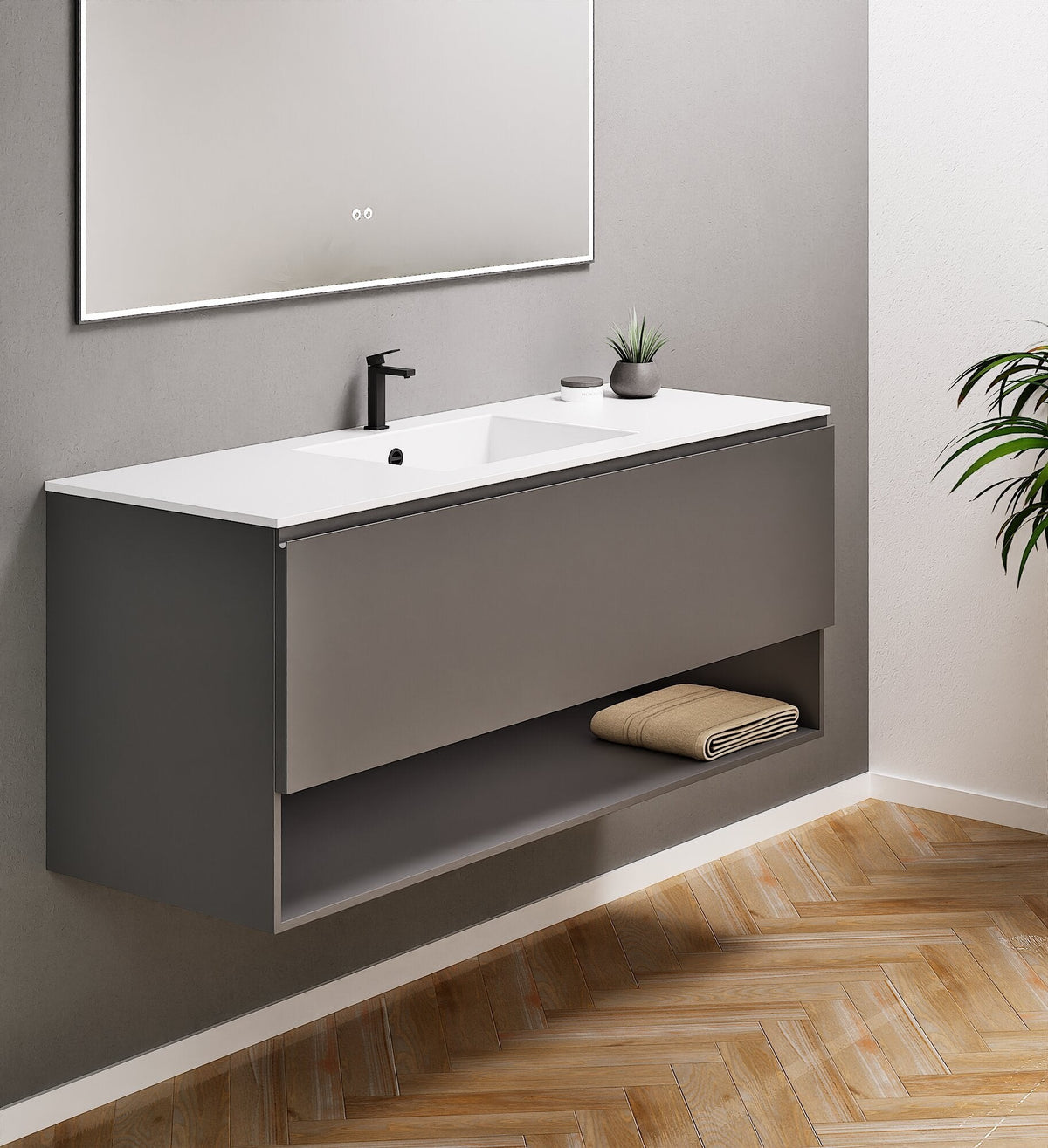 ALBA - Corian® basin unit & 1 Drawer vanity unit 1 Bottom Shelf - ROVALUX