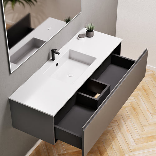 ALBA - Corian® basin unit & 1 Drawer vanity unit 1 Bottom Shelf - Rovalux