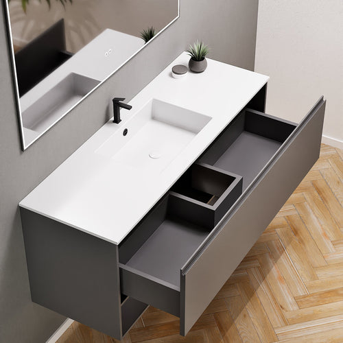 ALBA - Corian® basin unit & 1 Drawer vanity unit 1 Bottom Shelf - ROVALUX