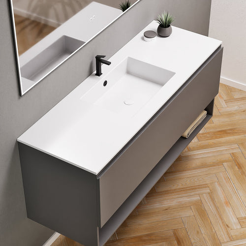 ALBA - Corian® basin unit & 1 Drawer vanity unit 1 Bottom Shelf - ROVALUX
