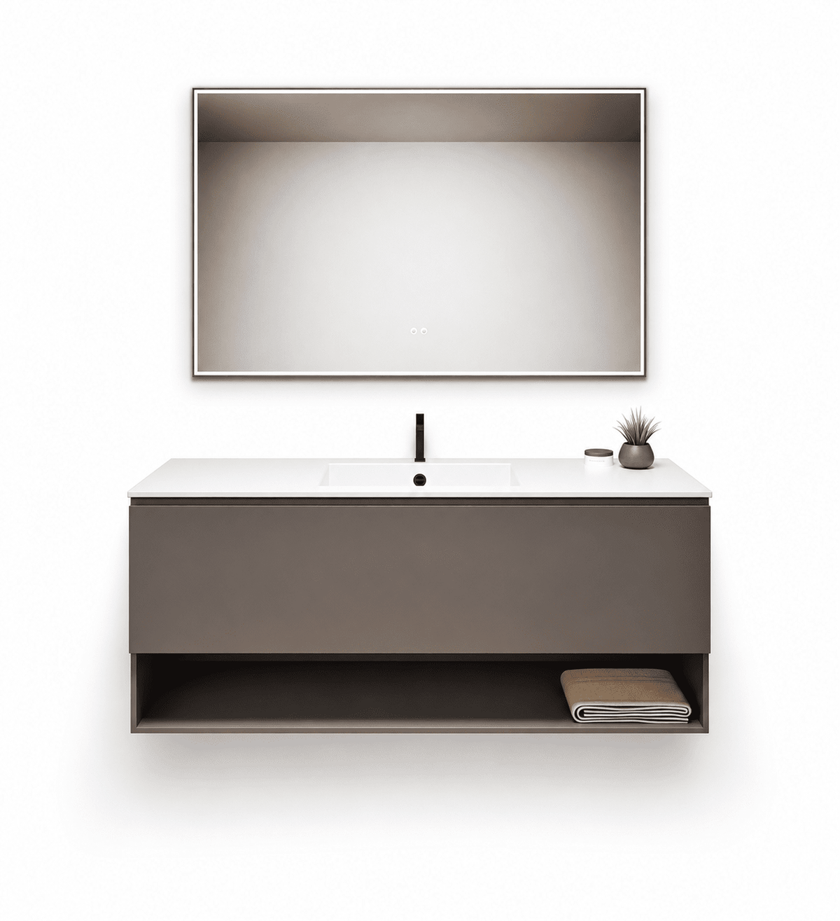 ALBA - Corian® basin unit & 1 Drawer vanity unit 1 Bottom Shelf - ROVALUX