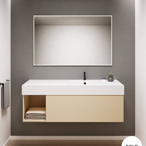 Alba – Corian® Basin Unit with 2 Stacked Drawers vanity & 2 Side Shelves - Rovalux