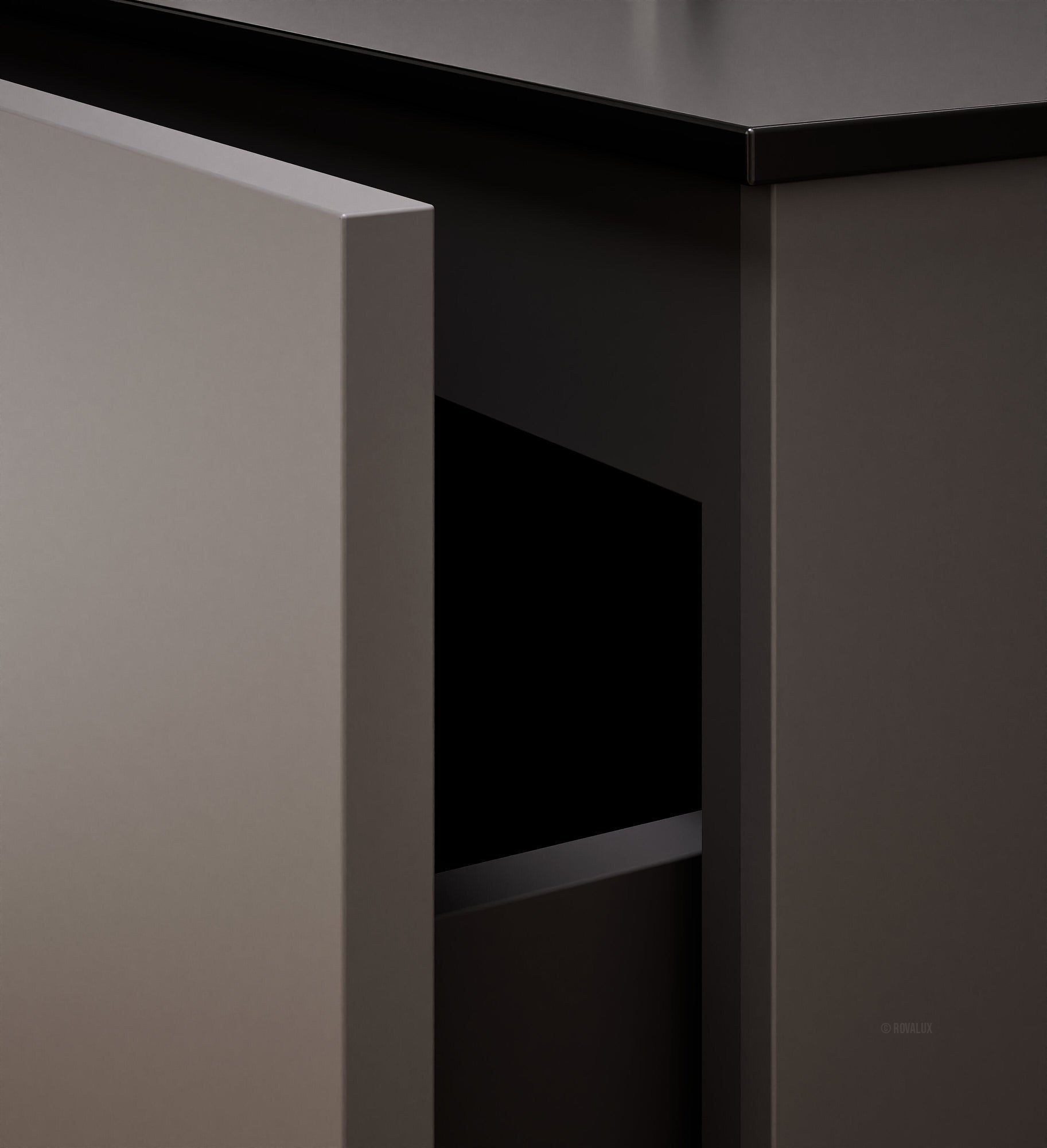 Alba – Corian® Basin Unit with 2 Stacked Drawers vanity & 2 Side Shelves - Rovalux