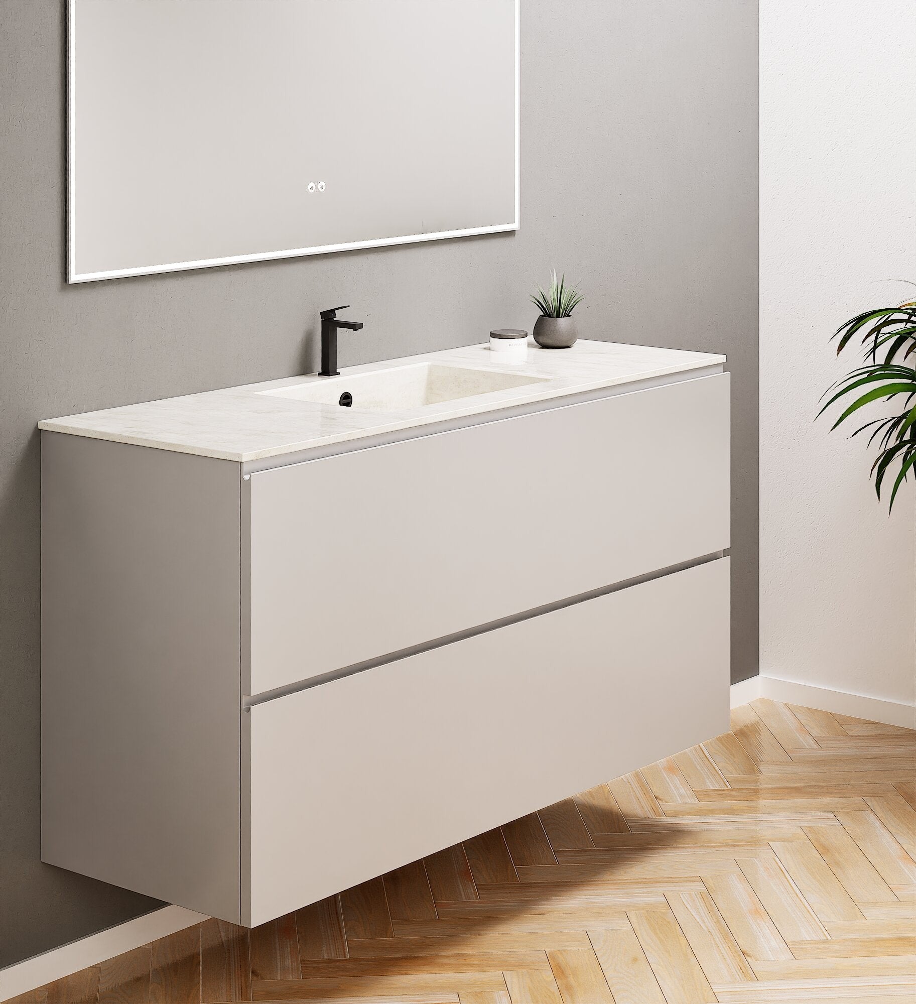 Alba – Corian® Basin Unit with 2 Drawers - Rovalux