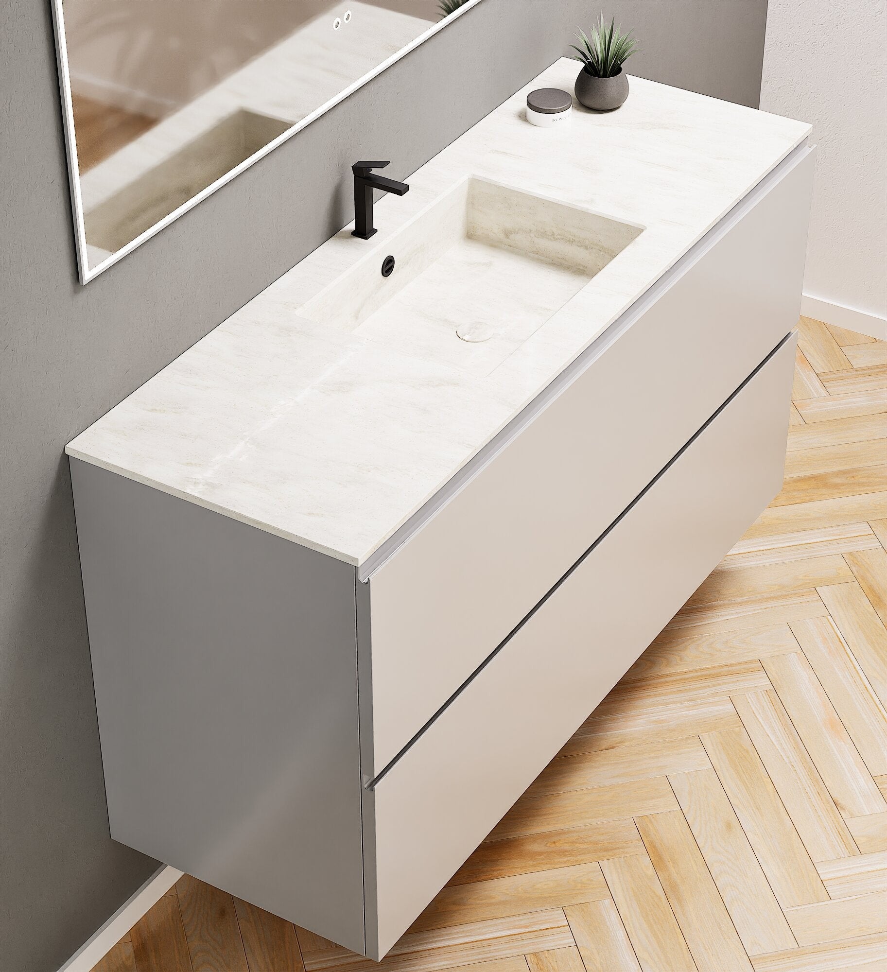 Alba – Corian® Basin Unit with 2 Drawers - Rovalux