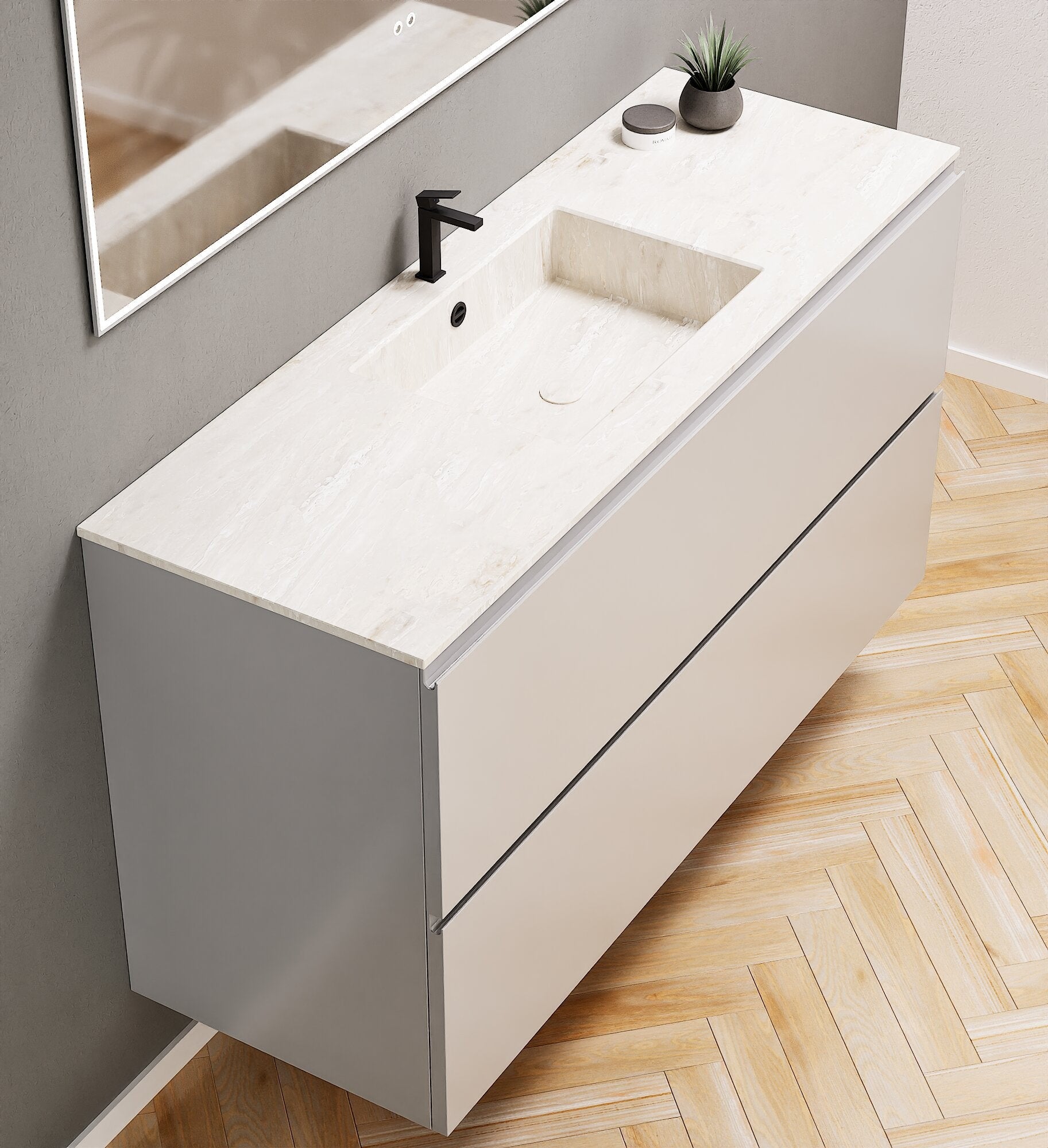 Alba – Corian® Basin Unit with 2 Drawers - Rovalux