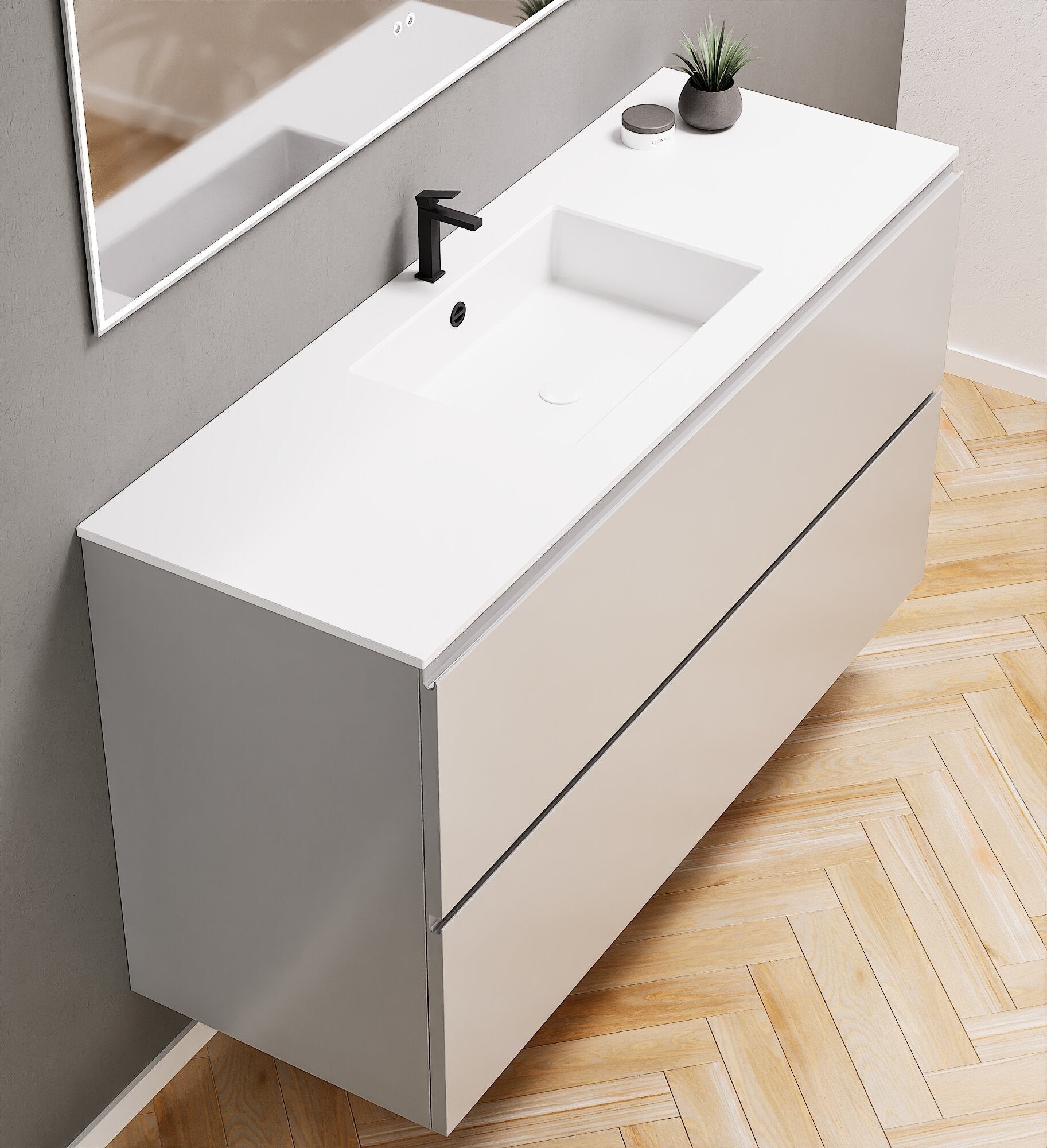 Alba – Corian® Basin Unit with 2 Drawers - Rovalux