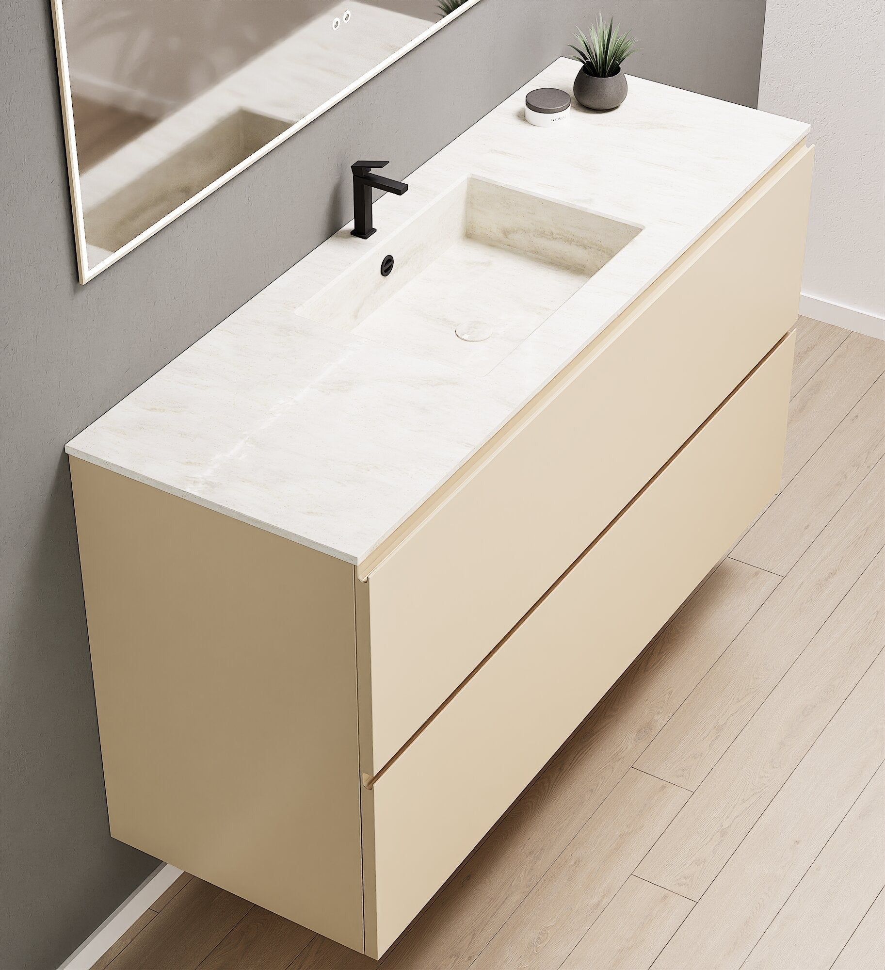 Alba – Corian® Basin Unit with 2 Drawers - Rovalux