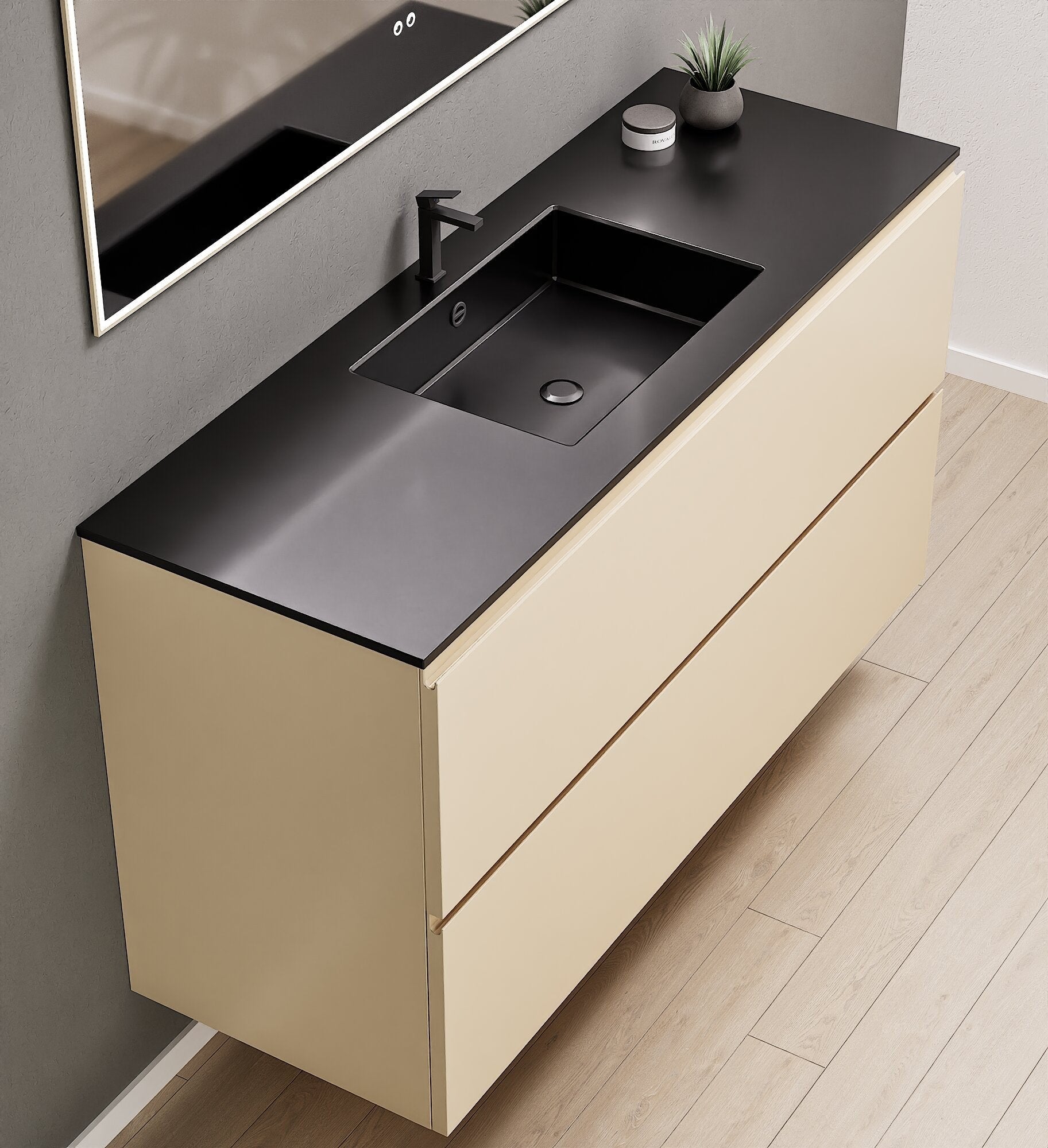 Alba – Corian® Basin Unit with 2 Drawers - Rovalux