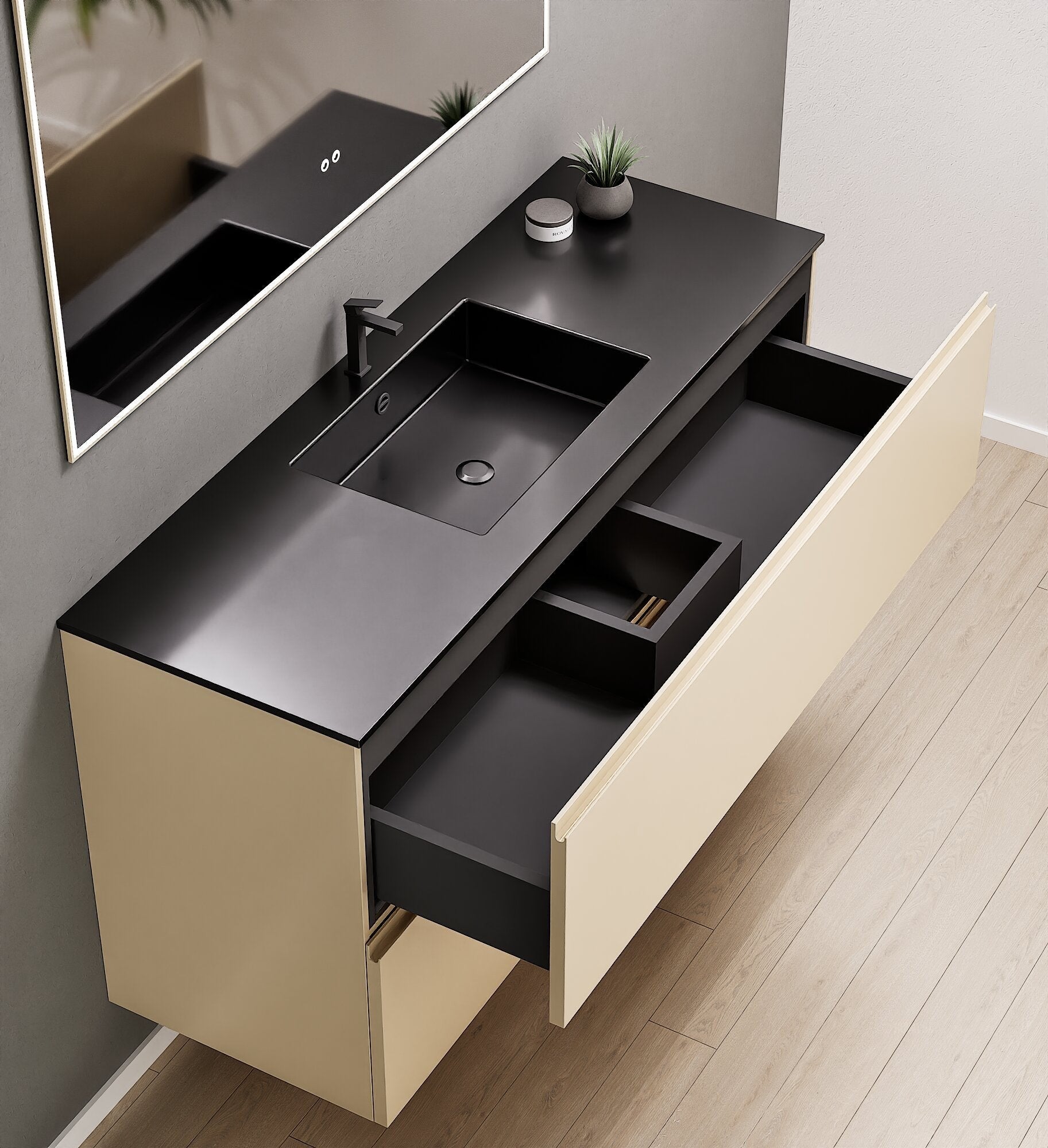 Alba – Corian® Basin Unit with 2 Drawers - Rovalux