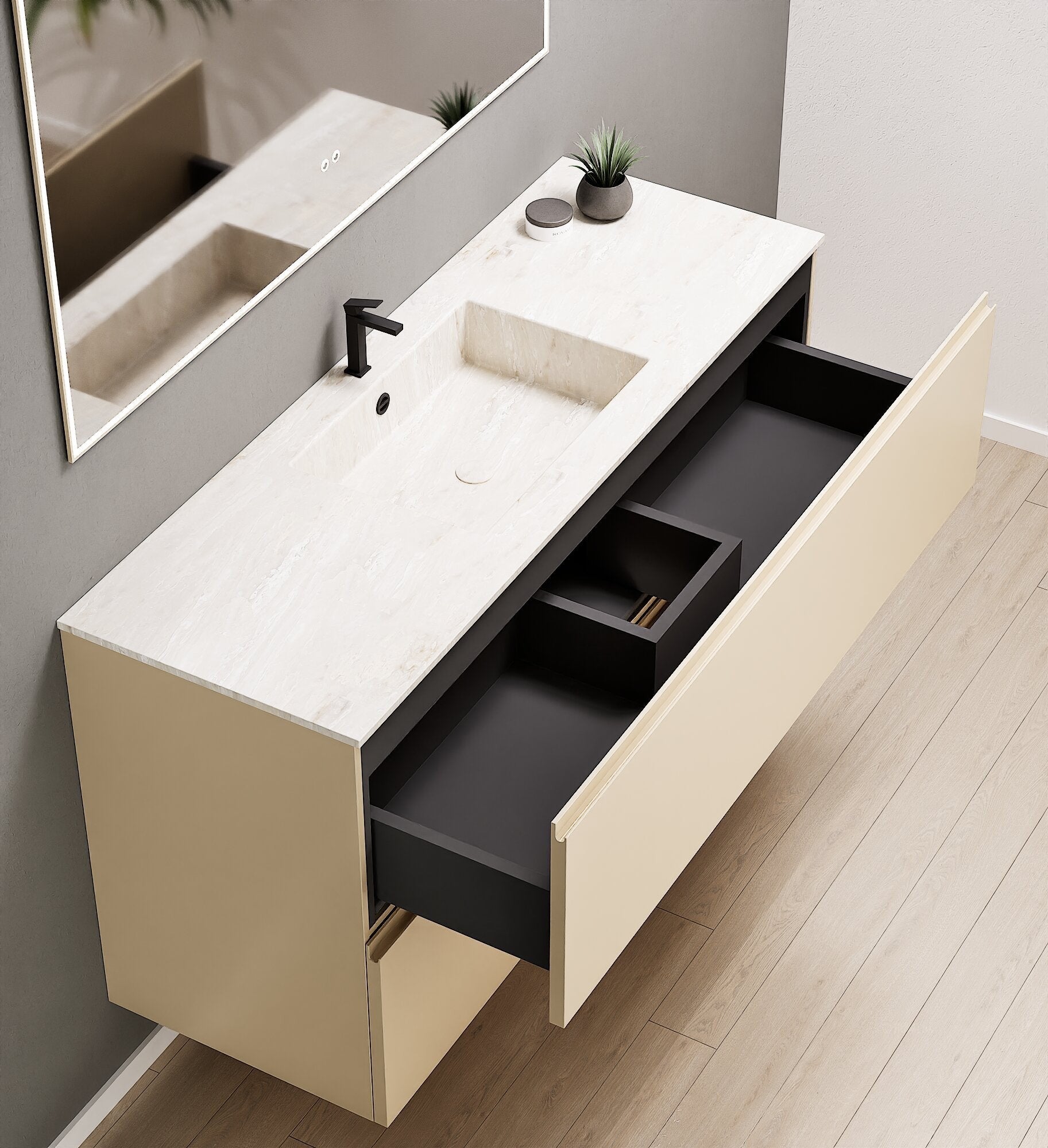 Alba – Corian® Basin Unit with 2 Drawers - Rovalux