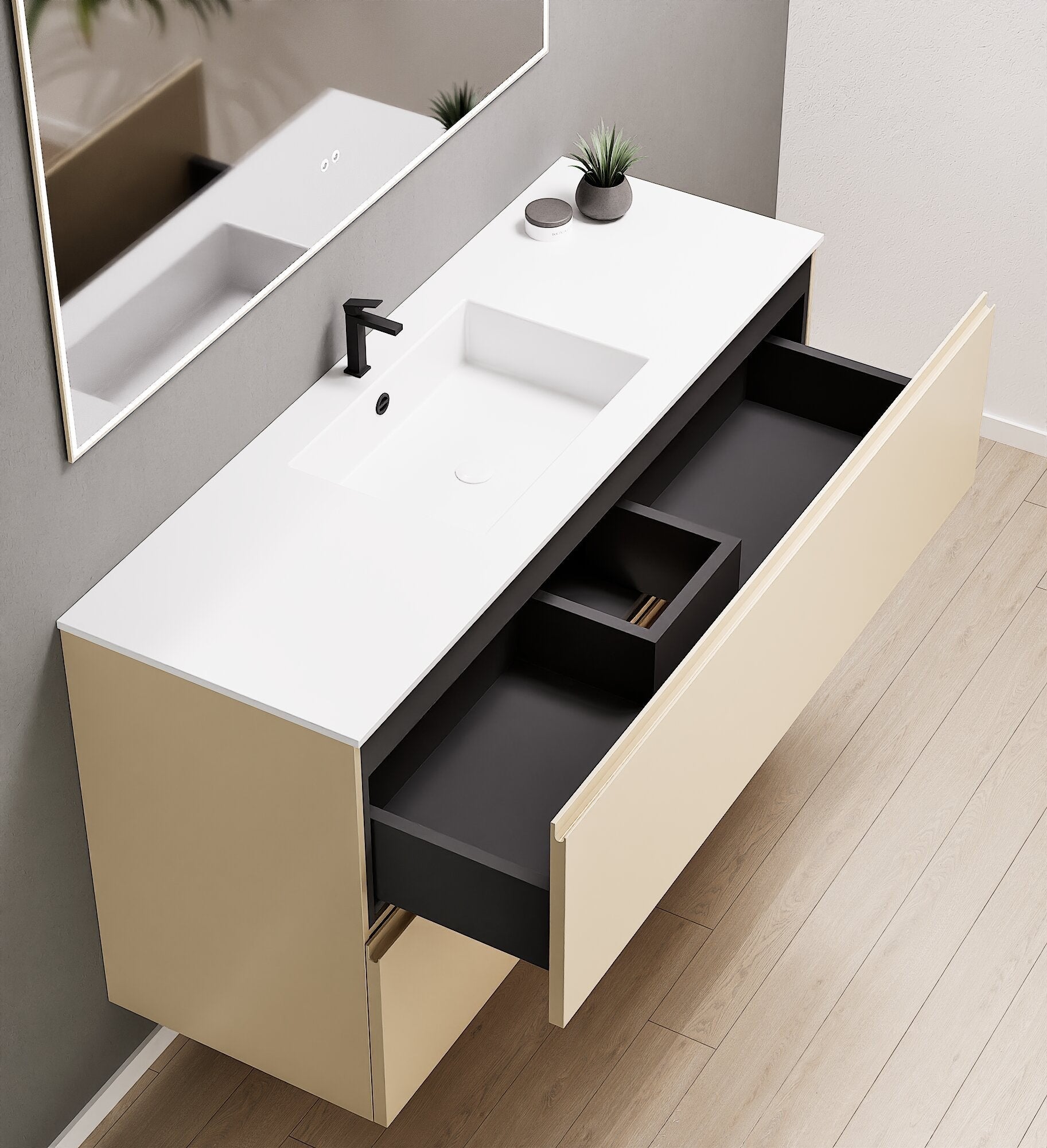 Alba – Corian® Basin Unit with 2 Drawers - Rovalux