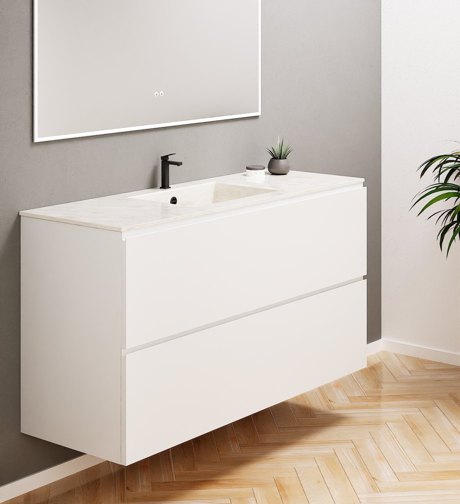 Alba – Corian® Basin Unit with 2 Drawers - Rovalux